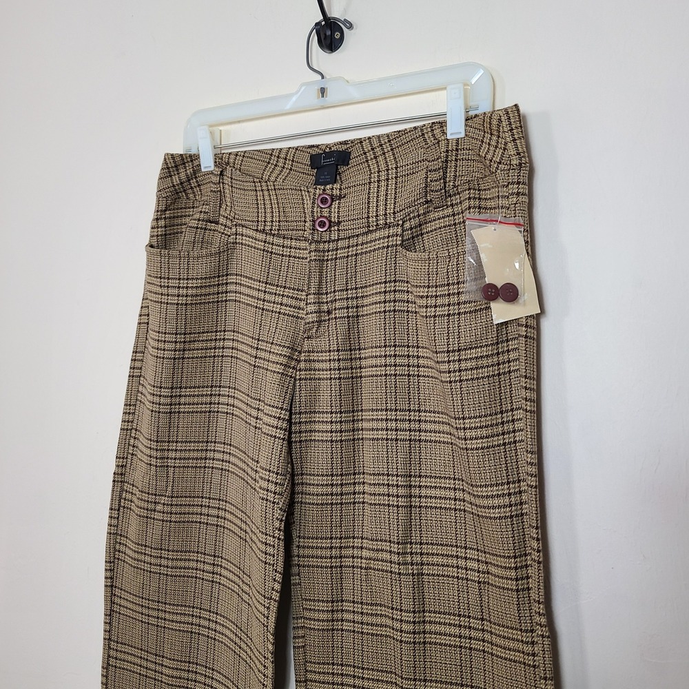 Brown Plaid Wide Leg Pants 11 70s Dark Academia Preppy Old Money Espresso Girl - Picture 2 of 10